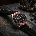 Stührling Pelagos 3950R Quartz 42mm Diver Red Black Dial/Silver Case/Black Rubber Strap 2