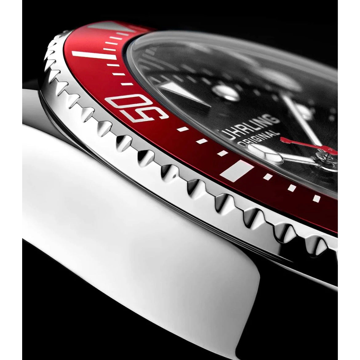 Stührling Pelagos 3950R Quartz 42mm Diver Red Black Dial/Silver Case/Black Rubber Strap 2