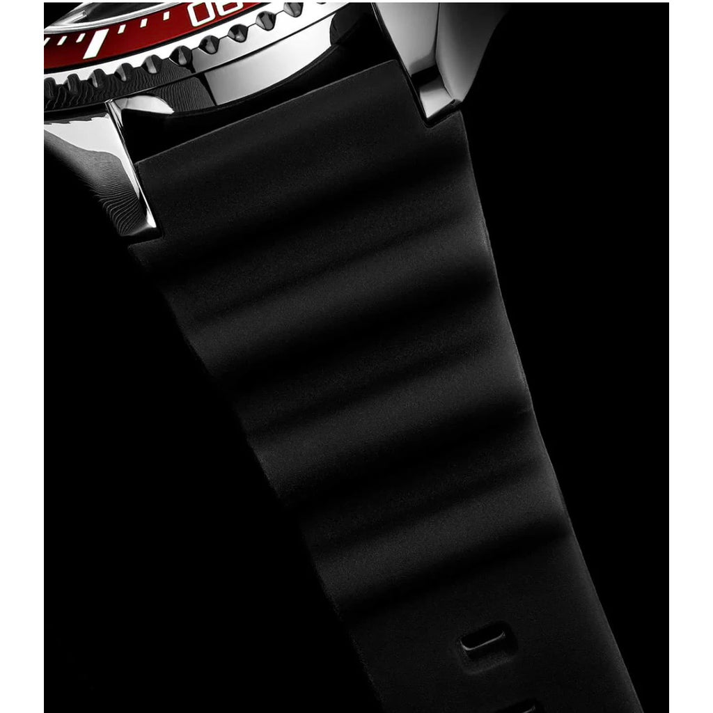 Stührling Pelagos 3950R Quartz 42mm Diver Red Black Dial/Silver Case/Black Rubber Strap 2