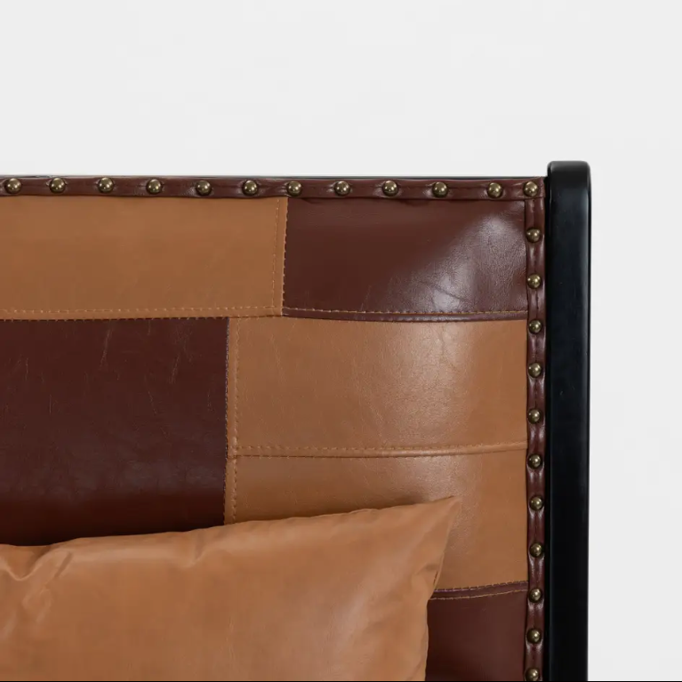 Modern Boho Accent Chair with Pu Leather and Wood Frame